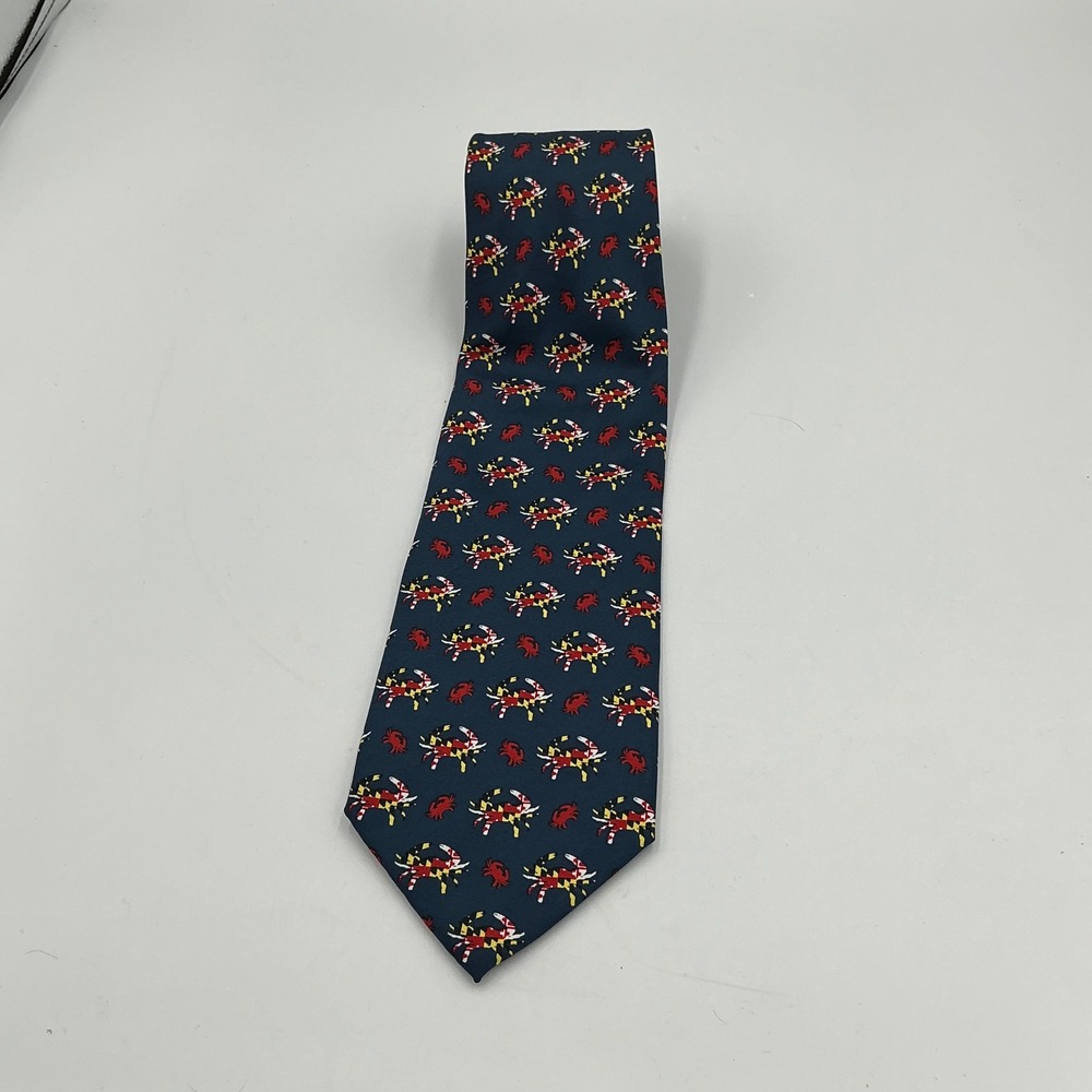 Eagles Wings Necktie Maryland Flag Crab One Size Navy Blue Polyester Novelty Tie